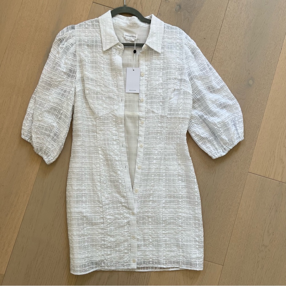 NWT Lovers + Friends White Mini Dress w/ Collar & Buttons